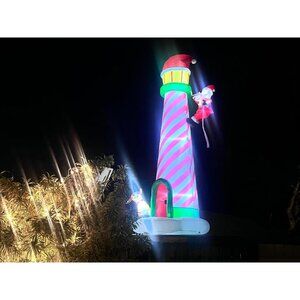 🆕10FT Christmas Inflatable Giant Lighted Lighthouse Blowups Outdoor Decoration